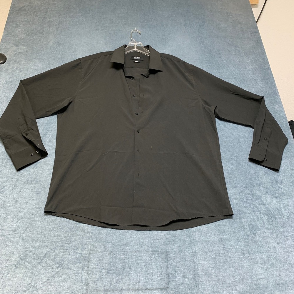 Jones New York Signature Dress Shirt Mens XL 17-17.5 34/35 Black Long Sleeve